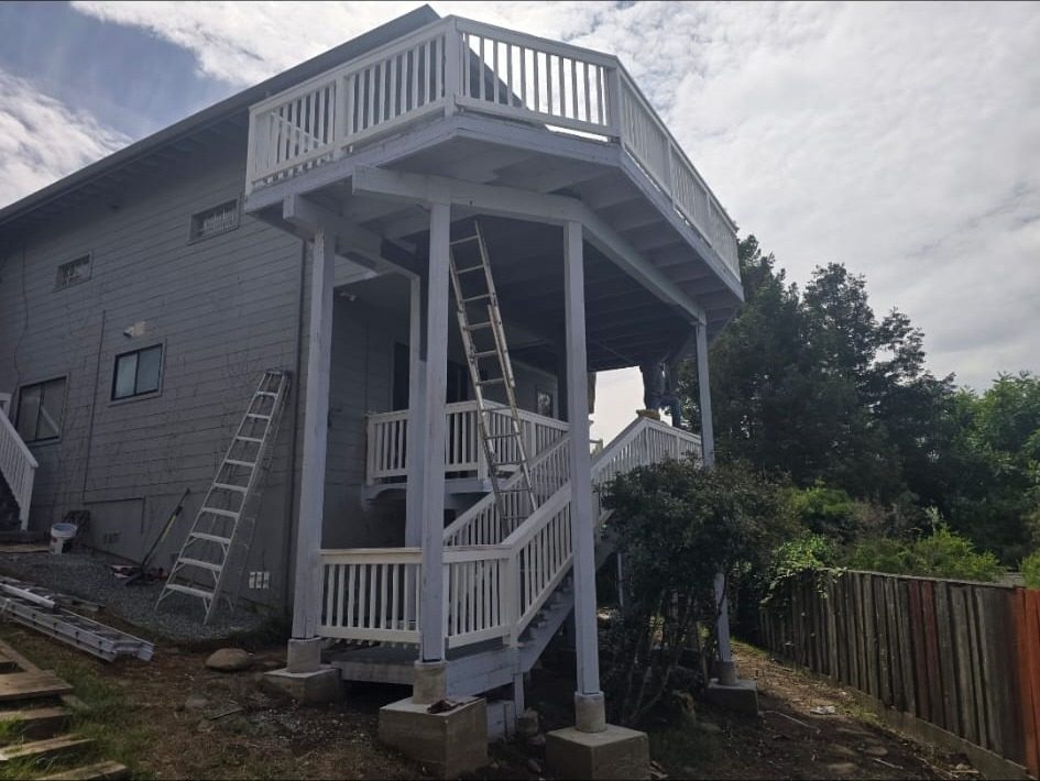 The same deck finished and painted, 20 feet above the yard
